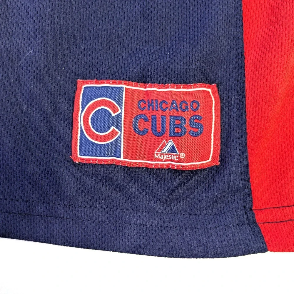 Majestic Chicago Cubs Youth Medium Jersey Navy Red Embroidered Mesh Shirt